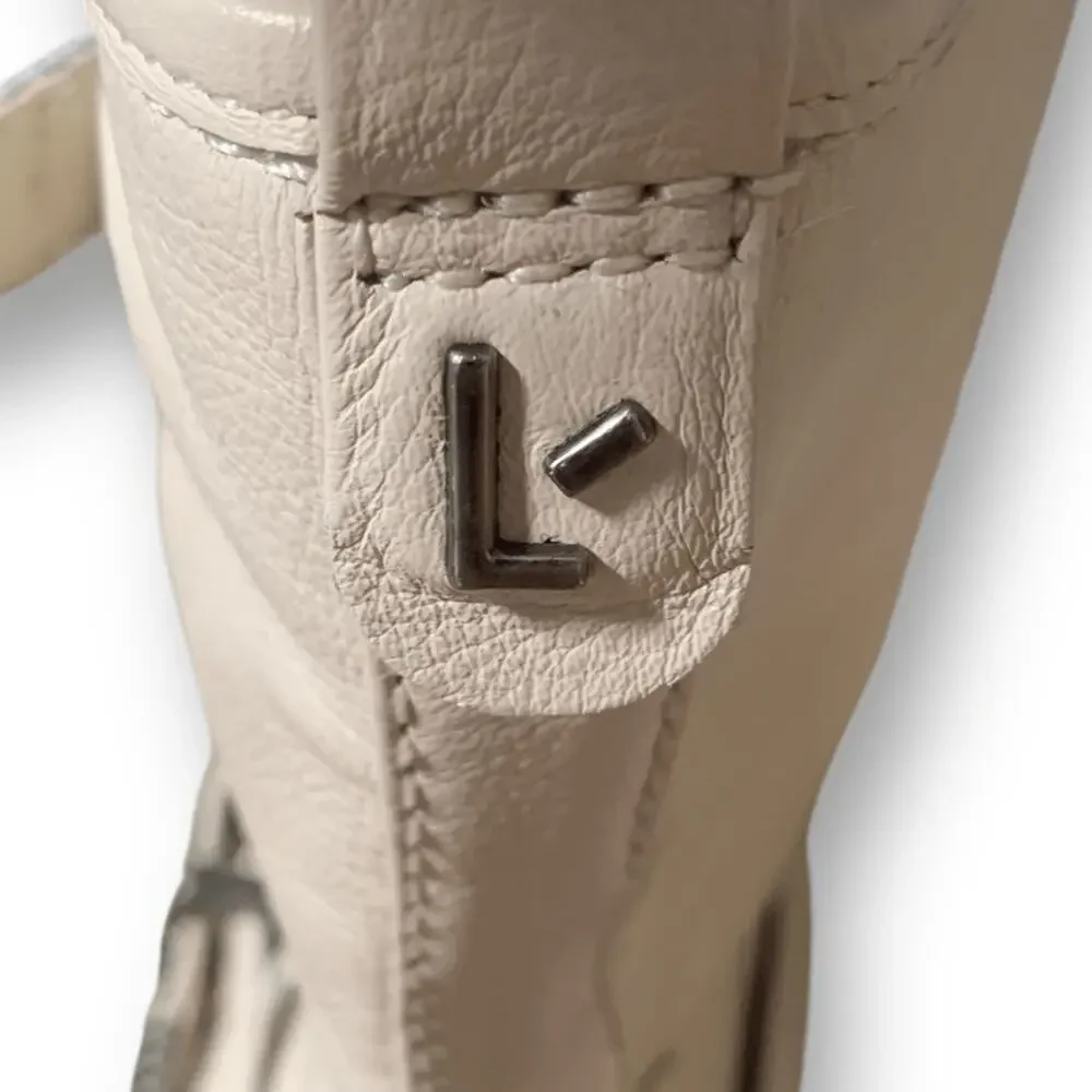 Larroude Hardy Moto Boot Cream Leather Western Buckle Ankle Boots 8.5 Boho